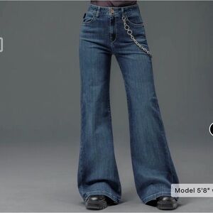JNCO Dark Blue Flare Jeans with Chain Detail